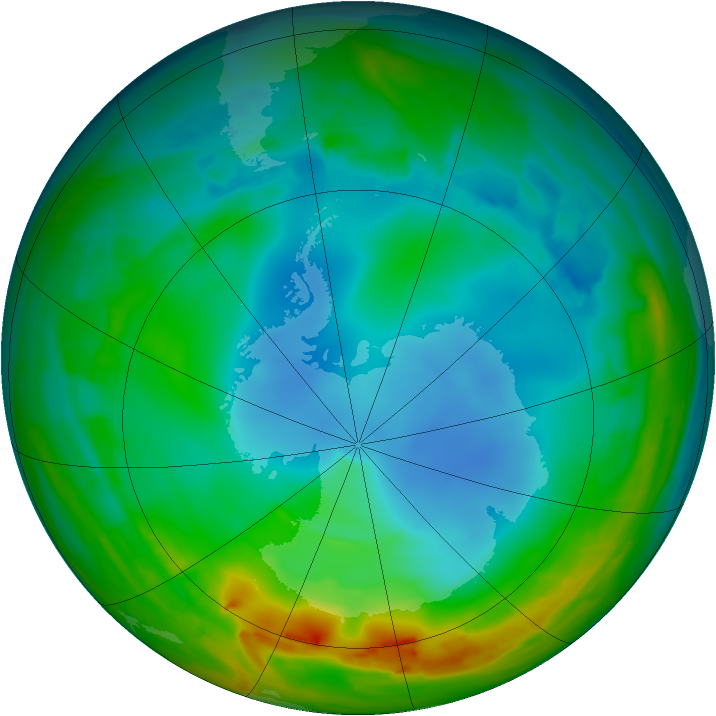 Antarctic ozone map for 18 July 2014